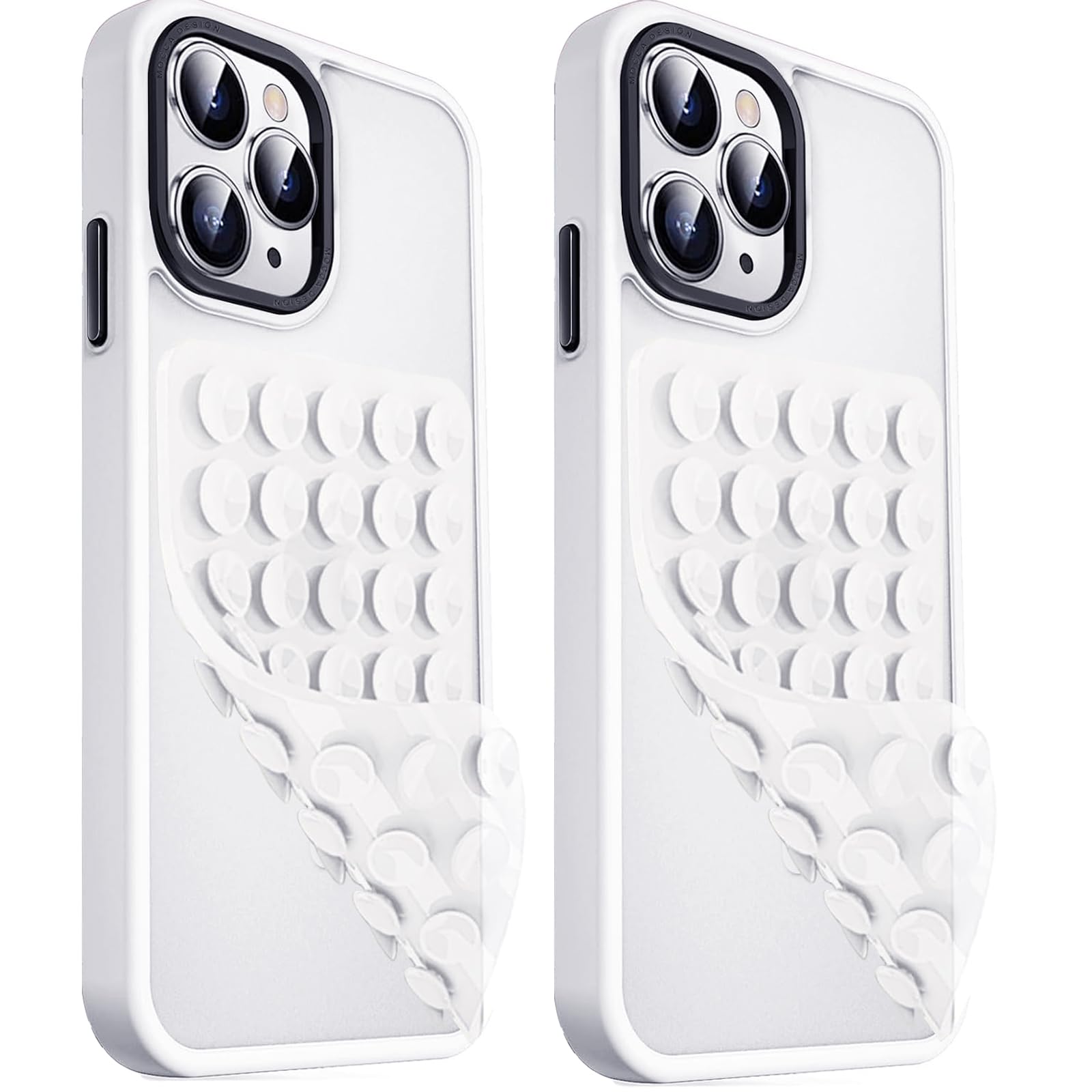 2 Pack Double Sided Silicone Suction Cup Phone Case Mount, Hands-Free Strong Grip Silicon Phone Holder for Selfies and Videos, Non Slip Phone Accessories (LightPink&Translucent)